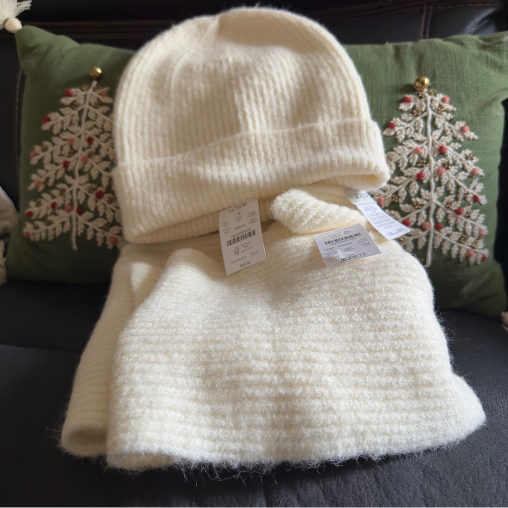 J. Crew Ivory Knit Accessory Set